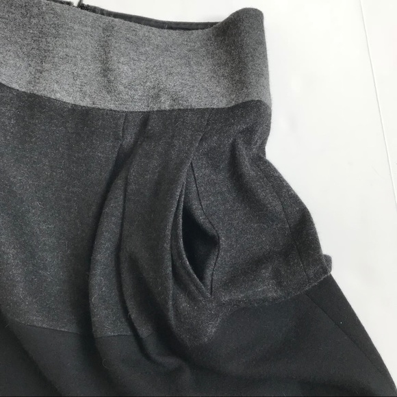 Vince Color Block Pleated Gray Black Wool Skirt with Pockets Size 4 - Picture 5 of 8